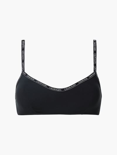 Calvin Klein Fürdőruha HU088169 | Calvin Klein Logo Tape Bralette Női Bikini Felső Fekete
